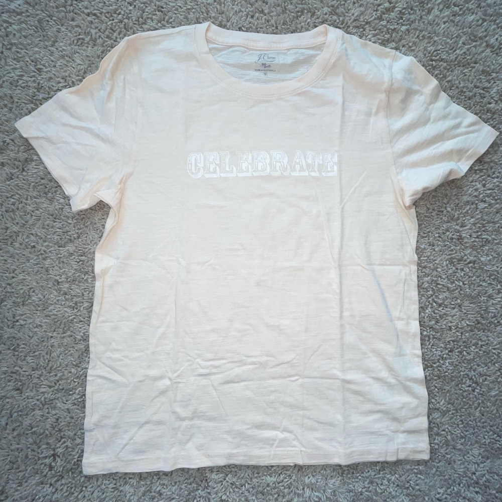 J Crew Vintage Cotton "Celebrate" T-Shirt Crewneck Size Medium